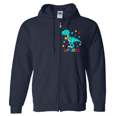 Autism Awareness Dinosaur Colorful Gift Full Zip Hoodie