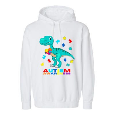 Autism Awareness Dinosaur Colorful Gift Garment-Dyed Fleece Hoodie