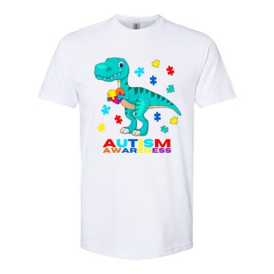 Autism Awareness Dinosaur Colorful Gift Softstyle CVC T-Shirt