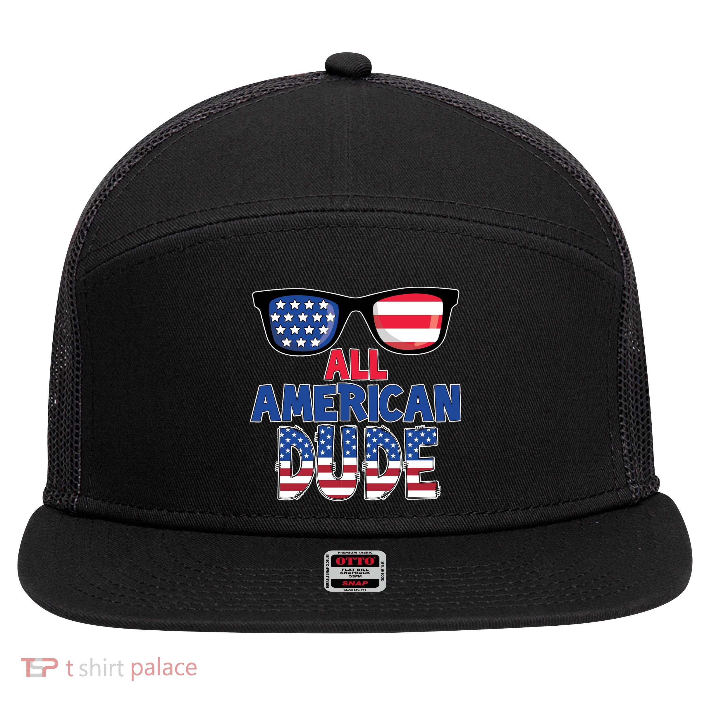 All American Dude 4th Of July 7 Panel Mesh Trucker Snapback Hat