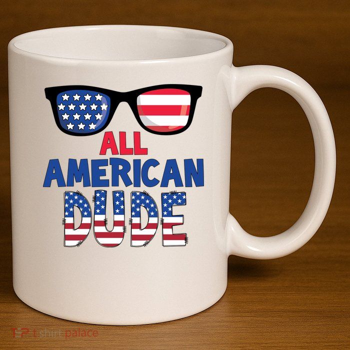 All American Dude 4th Of July 11oz C Handle Ceramic Mug