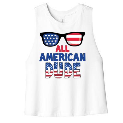 All American Dude 4th Of July Women's Racerback Cropped Tank