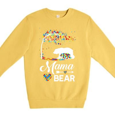 Autism Awareness Day Mama Bear Support Autistic Autism Mom Great Gift Premium Crewneck Sweatshirt