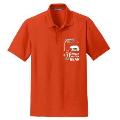 Autism Awareness Day Mama Bear Support Autistic Autism Mom Great Gift Dry Zone Grid Polo