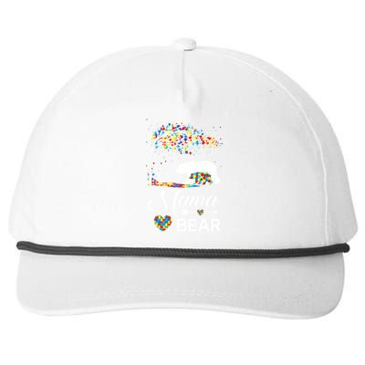 Autism Awareness Day Mama Bear Support Autistic Autism Mom Great Gift Snapback Five-Panel Rope Hat