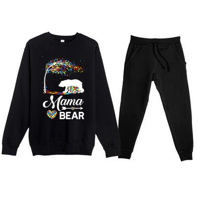 Autism Awareness Day Mama Bear Support Autistic Autism Mom Great Gift Premium Crewneck Sweatsuit Set