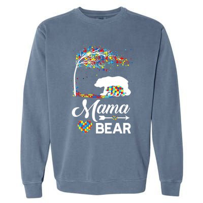 Autism Awareness Day Mama Bear Support Autistic Autism Mom Great Gift Garment-Dyed Sweatshirt