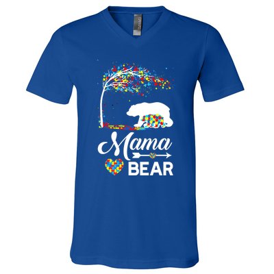 Autism Awareness Day Mama Bear Support Autistic Autism Mom Great Gift V-Neck T-Shirt