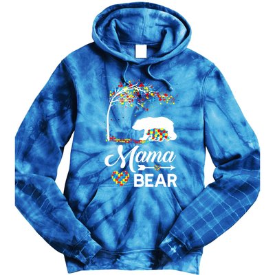 Autism Awareness Day Mama Bear Support Autistic Autism Mom Great Gift Tie Dye Hoodie