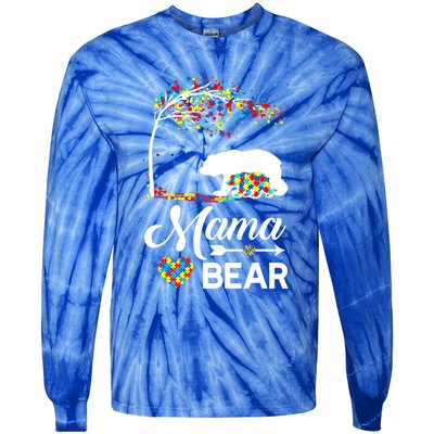 Autism Awareness Day Mama Bear Support Autistic Autism Mom Great Gift Tie-Dye Long Sleeve Shirt