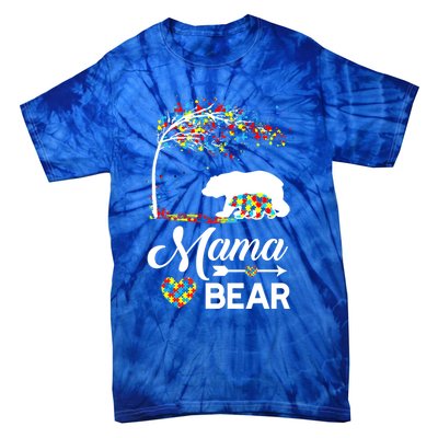 Autism Awareness Day Mama Bear Support Autistic Autism Mom Great Gift Tie-Dye T-Shirt