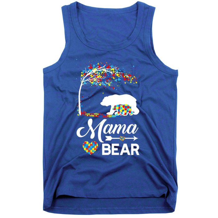 Autism Awareness Day Mama Bear Support Autistic Autism Mom Great Gift Tank Top