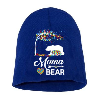 Autism Awareness Day Mama Bear Support Autistic Autism Mom Great Gift Short Acrylic Beanie