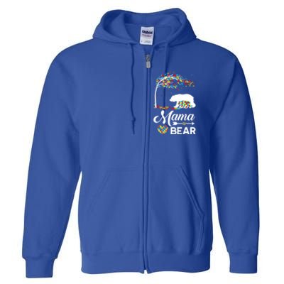 Autism Awareness Day Mama Bear Support Autistic Autism Mom Great Gift Full Zip Hoodie