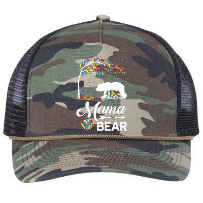 Autism Awareness Day Mama Bear Support Autistic Autism Mom Great Gift Retro Rope Trucker Hat Cap