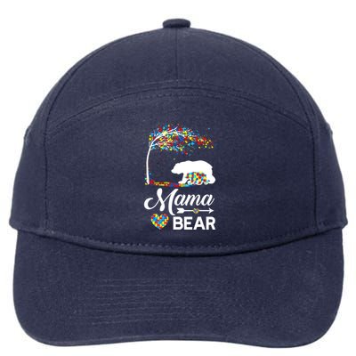 Autism Awareness Day Mama Bear Support Autistic Autism Mom Great Gift 7-Panel Snapback Hat