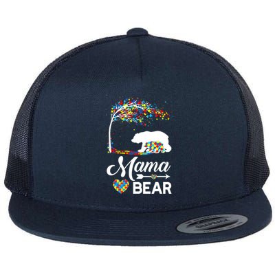 Autism Awareness Day Mama Bear Support Autistic Autism Mom Great Gift Flat Bill Trucker Hat