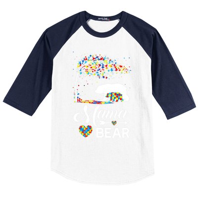 Autism Awareness Day Mama Bear Support Autistic Autism Mom Great Gift Baseball Sleeve Shirt