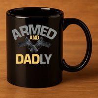 Armed And Dadly Funny Deadly Father Gifts For Fathers Day 11oz C Handle Ceramic Mug