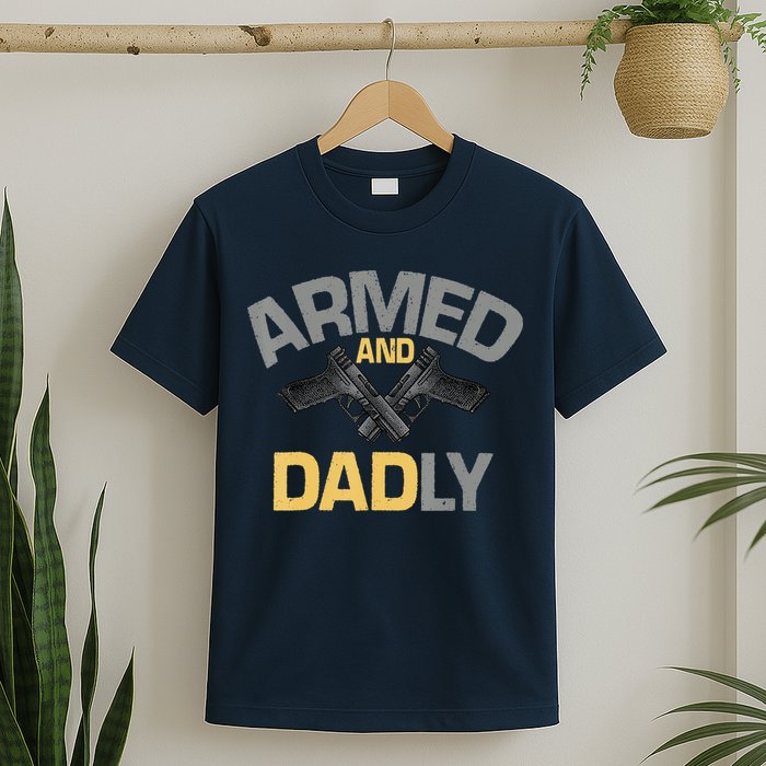 Armed And Dadly Funny Deadly Father Gifts For Fathers Day T-Shirt
