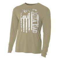 American Akita Dad Us Flag Dog Cooling Performance Long Sleeve Crew