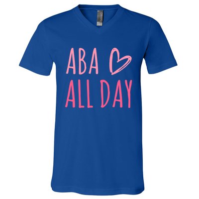 Aba All Day Autism Psychology Behavior Analyst Gift V-Neck T-Shirt