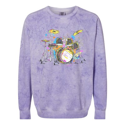 Abstract Art Drums Musician Music Band Throne Noose Colorblast Crewneck Sweatshirt