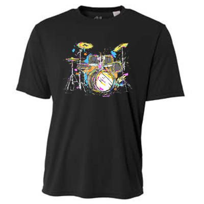 Abstract Art Drums Musician Music Band Throne Noose Cooling Performance Crew T-Shirt