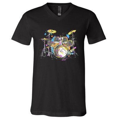 Abstract Art Drums Musician Music Band Throne Noose V-Neck T-Shirt