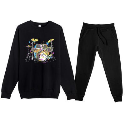 Abstract Art Drums Musician Music Band Throne Noose Premium Crewneck Sweatsuit Set