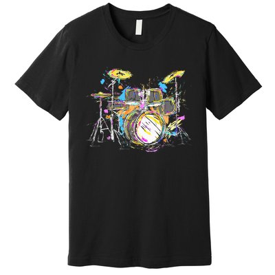 Abstract Art Drums Musician Music Band Throne Noose Premium T-Shirt