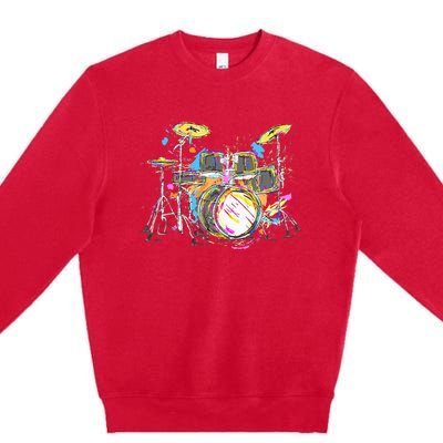 Abstract Art Drums Musician Music Band Throne Noose Premium Crewneck Sweatshirt