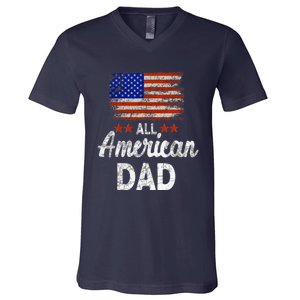 All American Dad July 4th America Flag Patriot Usa V-Neck T-Shirt