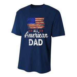 All American Dad July 4th America Flag Patriot Usa Performance Sprint T-Shirt