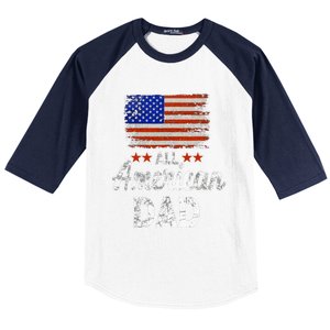 All American Dad July 4th America Flag Patriot Usa Baseball Sleeve Shirt