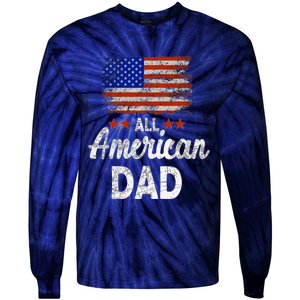 All American Dad July 4th America Flag Patriot Usa Tie-Dye Long Sleeve Shirt