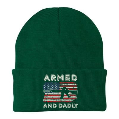 Armed And Dadly Funny Deadly Father Gift For Father's Day Knit Cap Winter Beanie