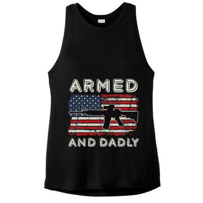 Armed And Dadly Funny Deadly Father Gift For Father's Day Ladies PosiCharge Tri-Blend Wicking Tank