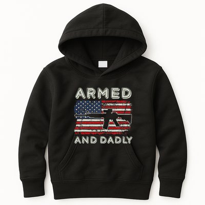 Armed And Dadly Funny Deadly Father Gift For Father's Day Kids Hoodie