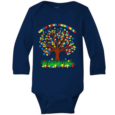 Autism Awareness Day Puzzle Tree Support Autistic Needs Gift Baby Long Sleeve Bodysuit