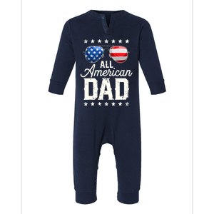 All American Dad 4th of July Father's Day Sunglasses Family Infant Fleece One Piece