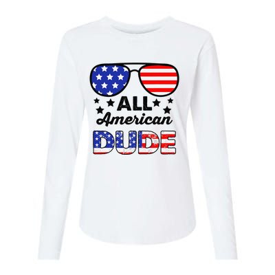 All American Dude 4th Of July Patriotic Sunglasses Womens Cotton Relaxed Long Sleeve T-Shirt