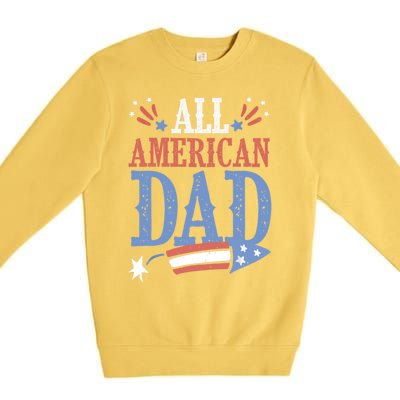 All American Dad 4th Of July Firecracker Independence Day Gift Premium Crewneck Sweatshirt