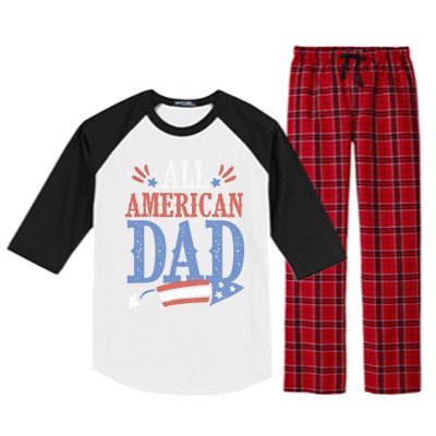 All American Dad 4th Of July Firecracker Independence Day Gift Raglan Sleeve Pajama Set