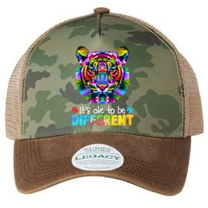 Autism Awareness Day It's OK to be different Colorful Tiger Legacy Tie Dye Trucker Hat