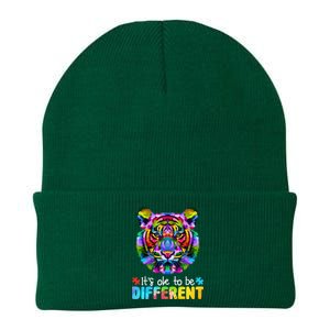 Autism Awareness Day It's OK to be different Colorful Tiger Knit Cap Winter Beanie