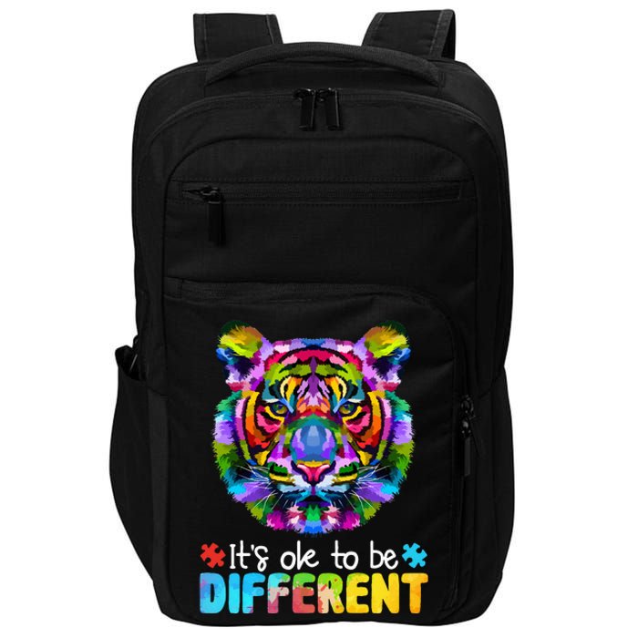 Autism Awareness Day It's OK to be different Colorful Tiger Impact Tech Backpack