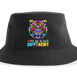 Autism Awareness Day It's OK to be different Colorful Tiger Sustainable Bucket Hat