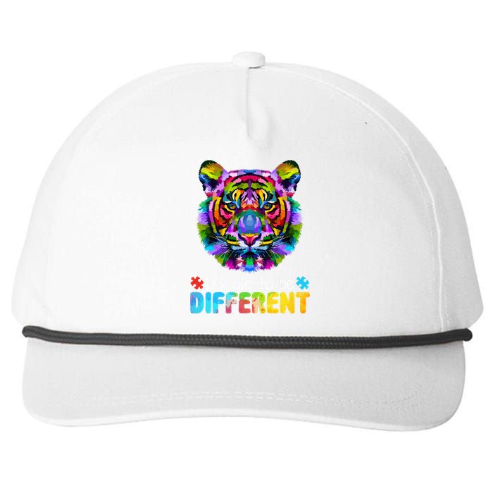 Autism Awareness Day It's OK to be different Colorful Tiger Snapback Five-Panel Rope Hat