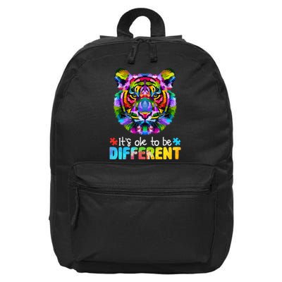 Autism Awareness Day It's OK to be different Colorful Tiger 16 in Basic Backpack